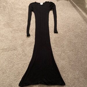 DKNY Black Ribbed Long Sleeve Dress
